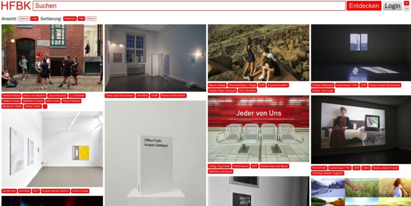 Screenshot des Repositorium der HFBK